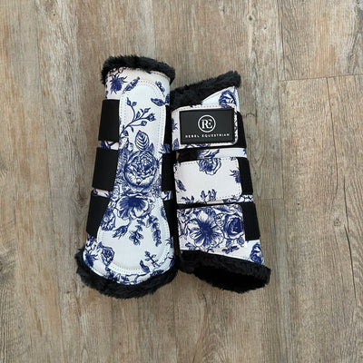rebel equestrian blue rose brushing boots dressage boots