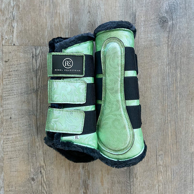 rebel equestrian green brushing boots dressage boots