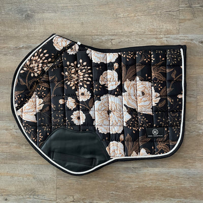 Rebel equestrian black and white floral jump saddle pad