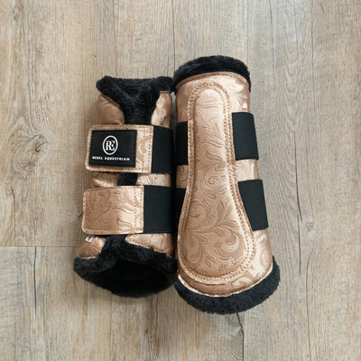 Rebel equestrian chamapgne damask brushing boots dressage boots 