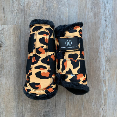 rebel equestrian leopard print brushing boots dressage boots