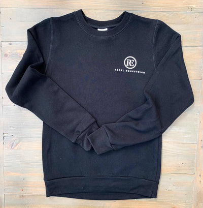 rebel equestrian apparel black bamboo sweater white left side brand logo 